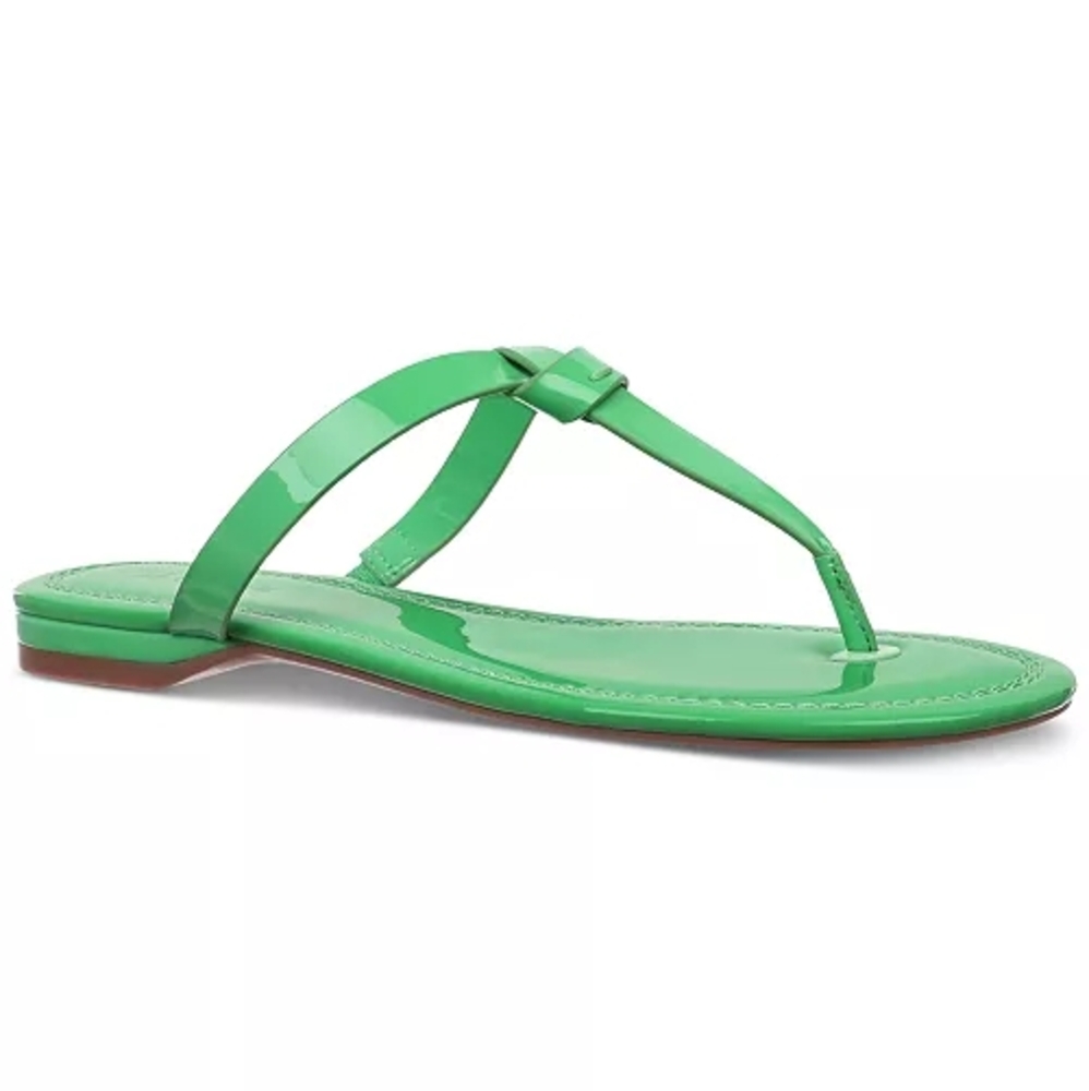 On 34th Women's Galinaa Green Patent Knotted T-straps Slip-on Sandals Size 8 - Picture 13 of 14